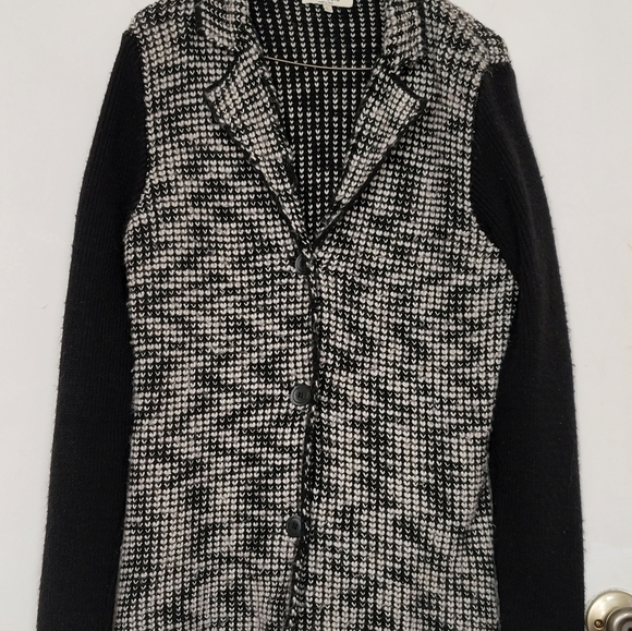 Cocogio Black White Knit Cardigan/Sweater Italy-Large - Picture 4 of 8